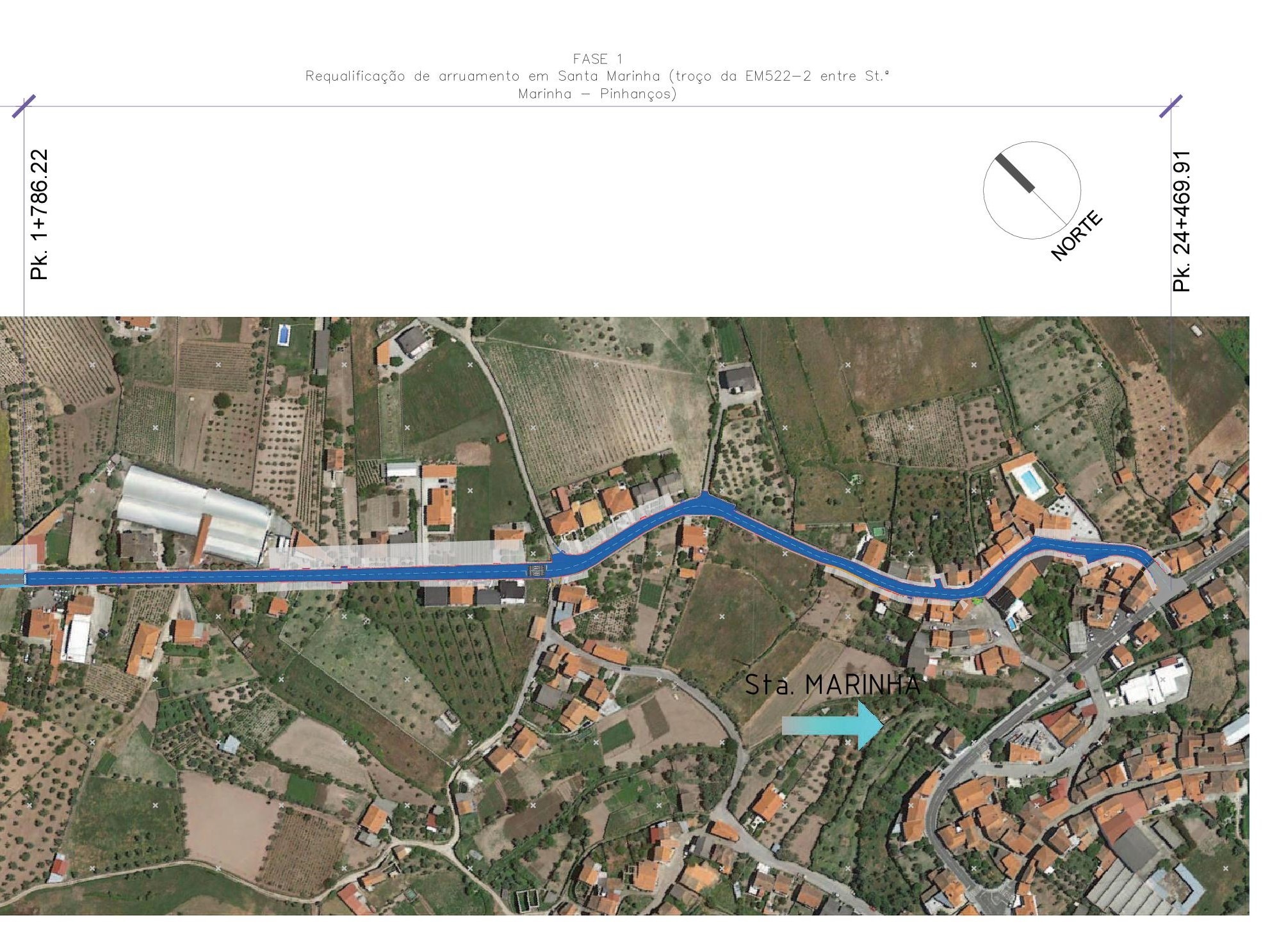 Requalificação de arruamento em Santa Marinha (troço da EM522-2 entre St.ª Marinha – Pinhanços) – Fase 1